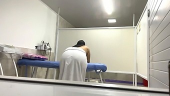 Latina Patient With Big Butt Receives Massage Oil In A Medical Office